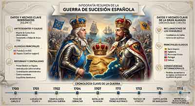 Infografía Definitiva de la Herencia Rota - Guerra de Sucesión Española: